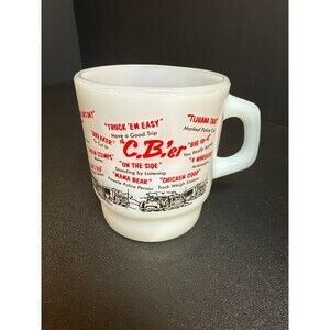 Vintage Fire-King CB’er CB Radio Slang Milk Glass Coffee Mug Trucking 1970s